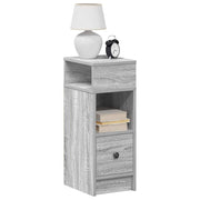 Mesa de cabeceira com gaveta 25x31x66 cm cinzento sonoma