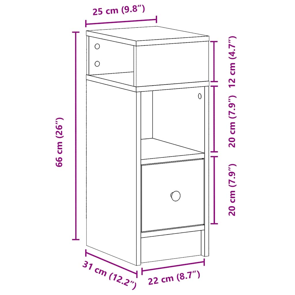 Mesas de cabeceira 2 pcs com gaveta 25x31x66 cm madeira velha
