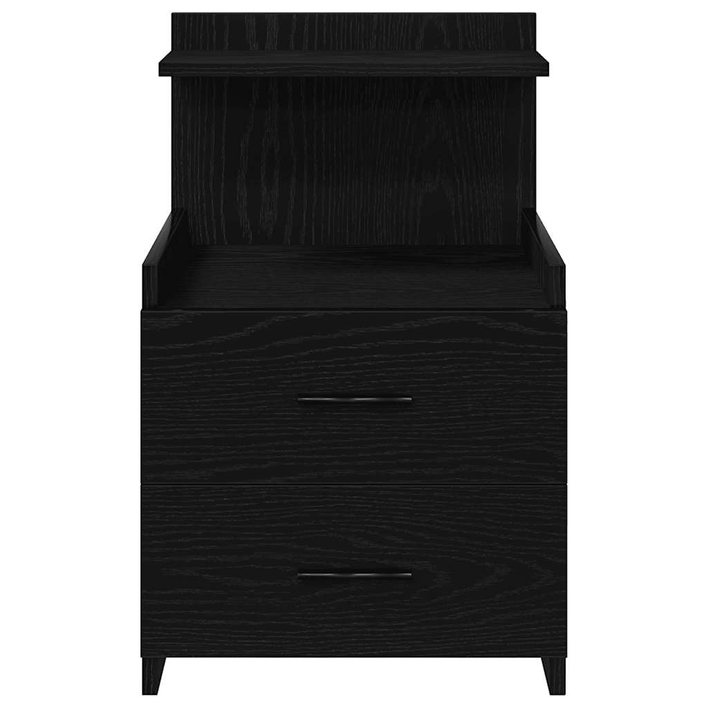 Mesa de cabeceira com 2 gavetas preta 40x36,5x62 cm