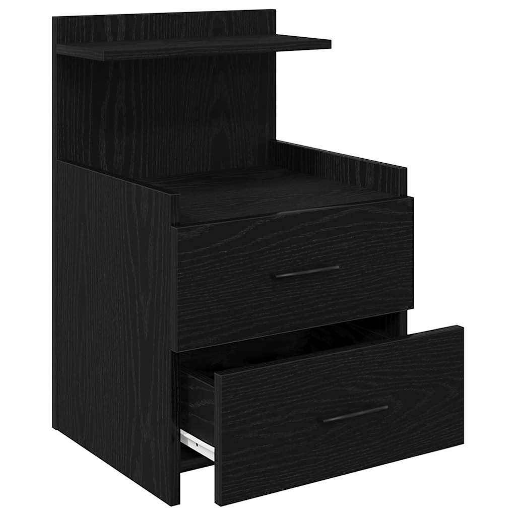 Mesa de cabeceira com 2 gavetas preta 40x36,5x62 cm