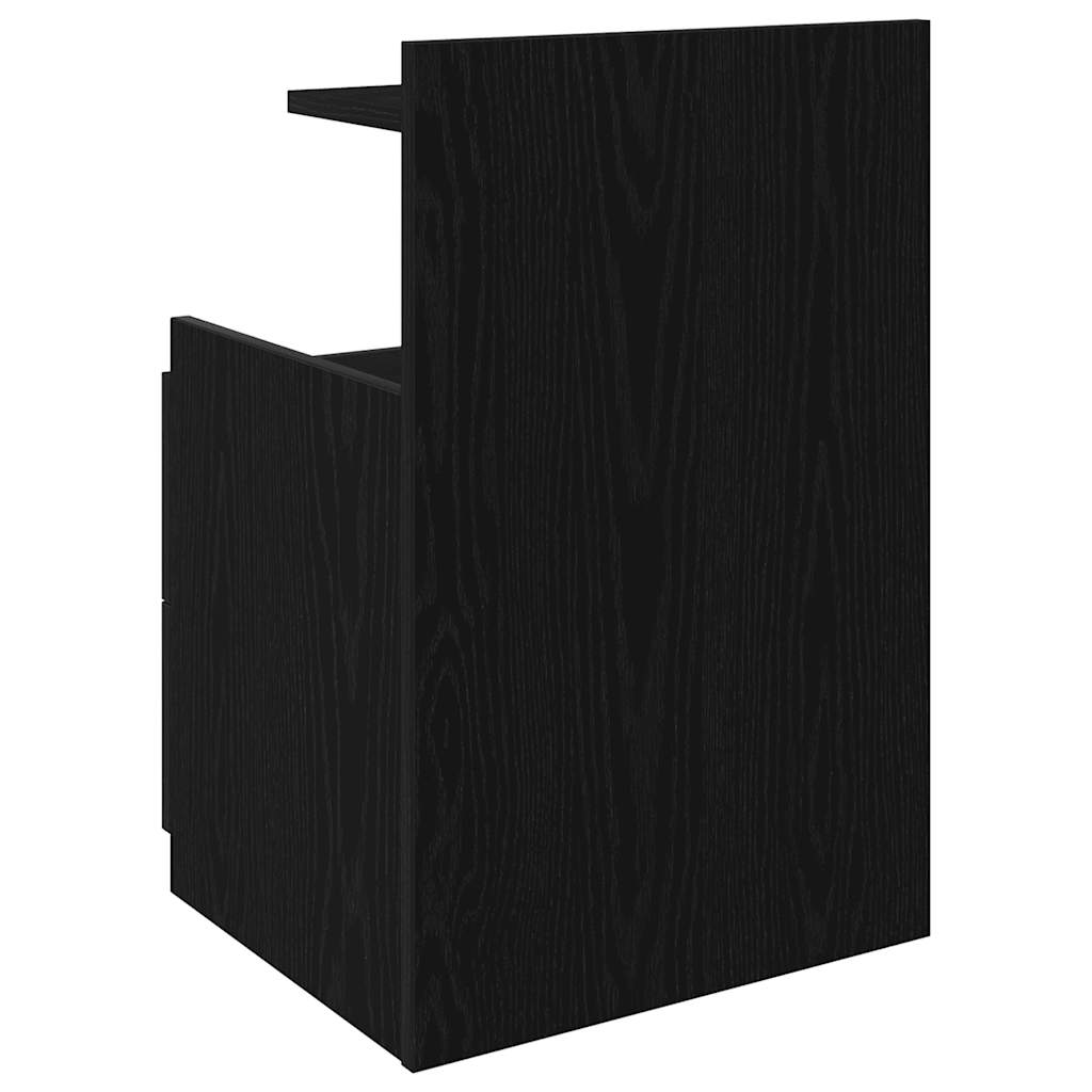 Mesa de cabeceira com 2 gavetas preta 40x36,5x62 cm