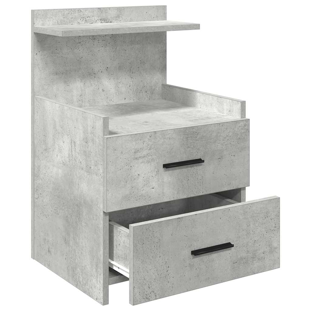 Mesas de cabeceira 2 peças com 2 gavetas cinza concreto 40x36,5x62 cm