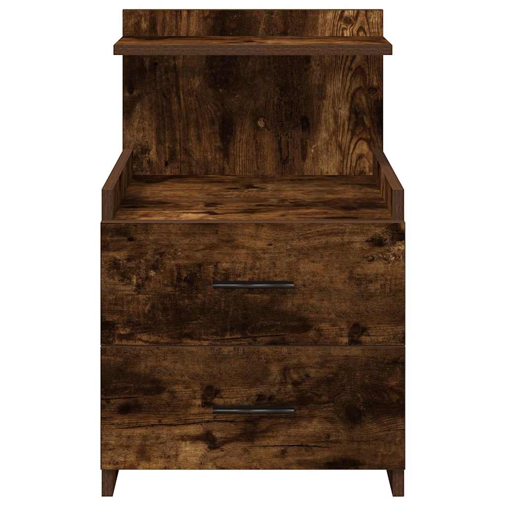 Mesa de cabeceira com 2 gavetas carvalho fumado 40x36,5x62 cm