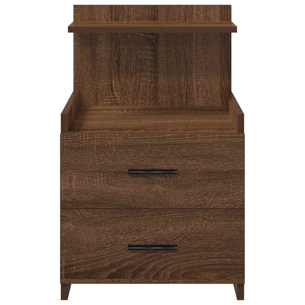 Mesa de cabeceira com 2 gavetas carvalho castanho 40x36,5x62 cm