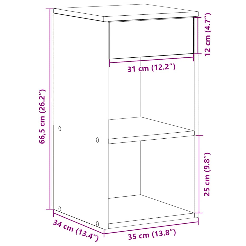 Mesas de cabeceira com gaveta 2pcs 35x34x66,5cm carvalho sonoma