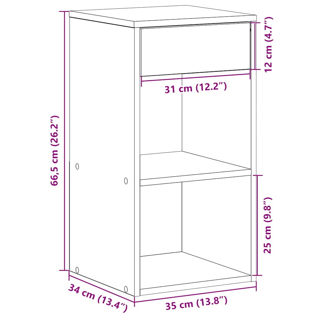 Mesas de cabeceira c/ gaveta 2pcs 35x34x66,5cm cinzento cimento