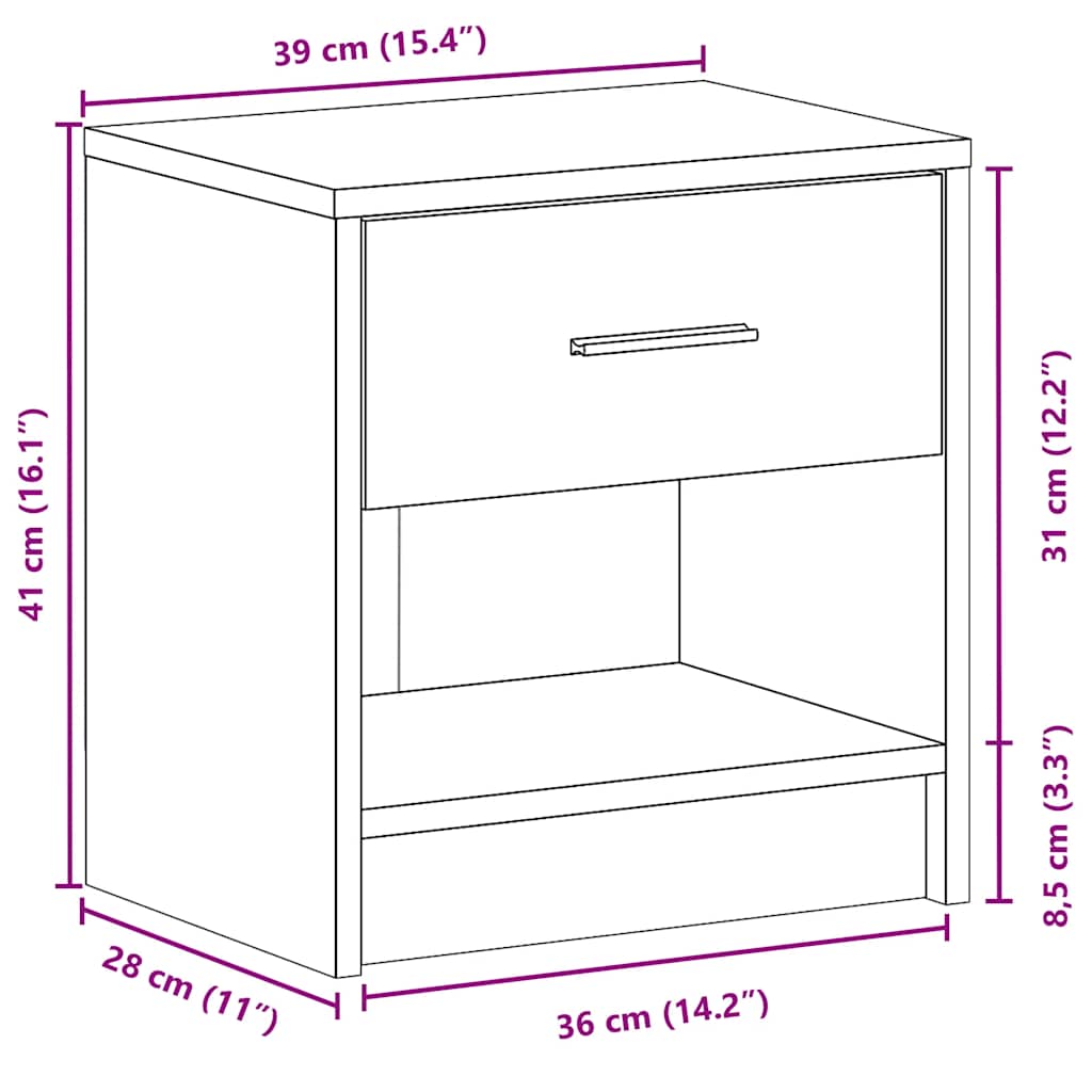 Mesas de cabeceira 2 pcs com gaveta 39x28x41 cm carvalho sonoma
