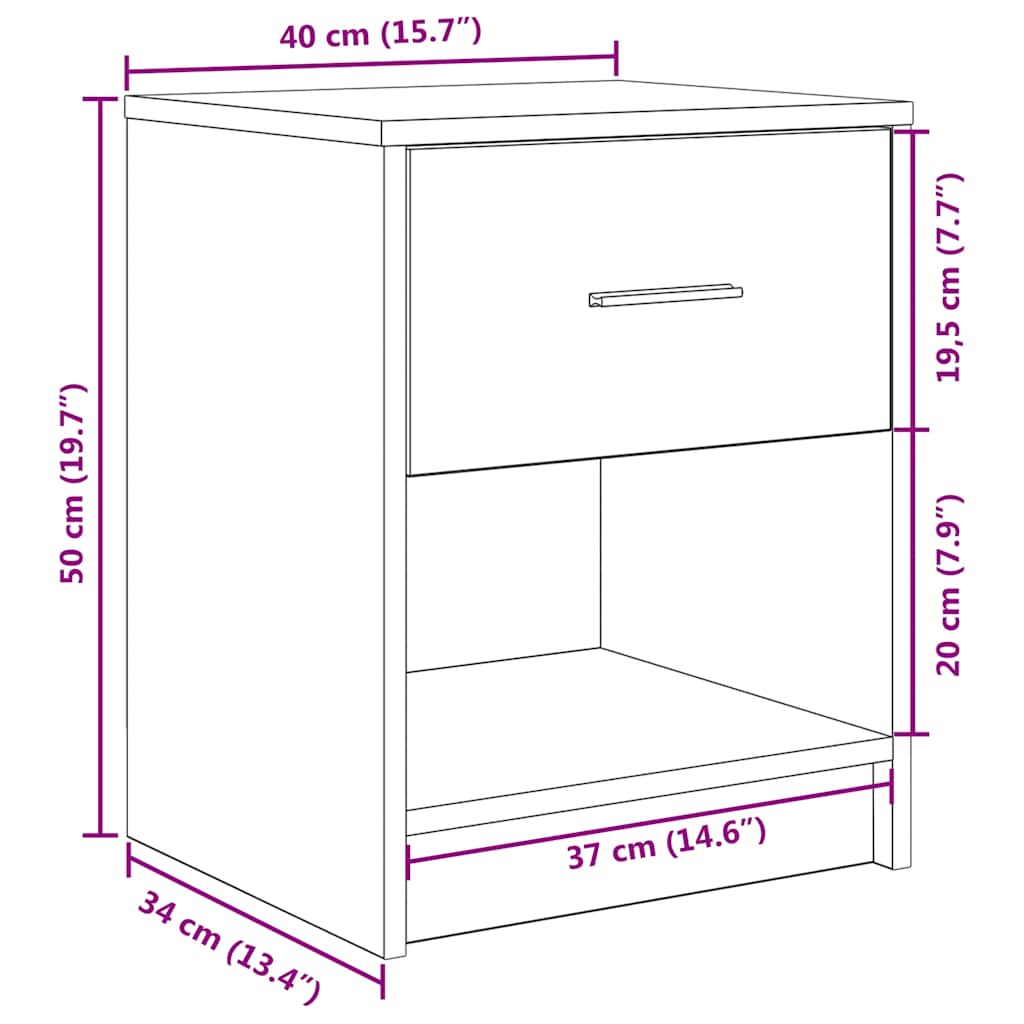 Mesas de cabeceira 2 pcs com gaveta 40x34x50 cm carvalho sonoma