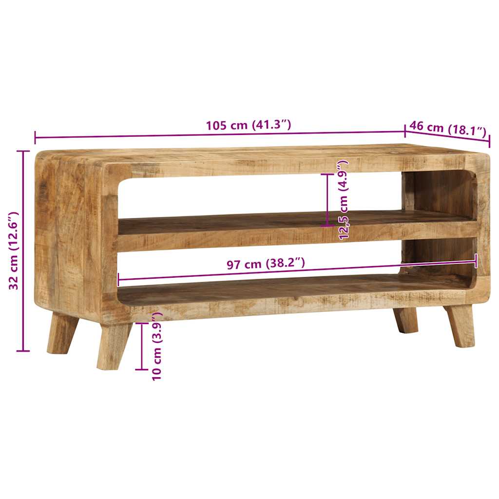 Móvel de TV 105x46x32 cm madeira de mangueira áspera maciça