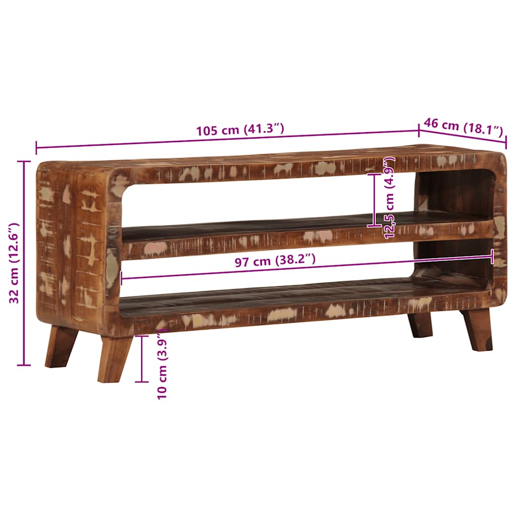Móvel de TV 105x46x32 cm madeira recuperada maciça