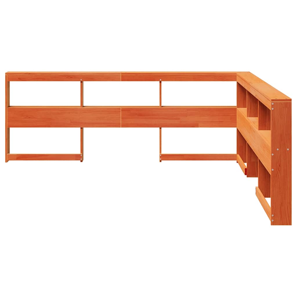 Estante cabeceira forma de L 180 cm pinho maciço castanho-mel