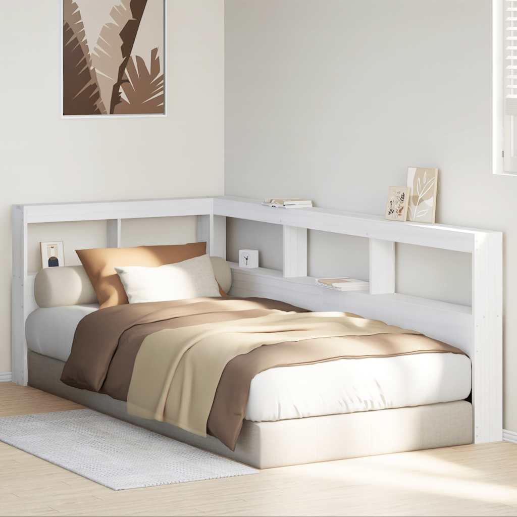 Estante cabeceira forma de L 80 cm madeira pinho maciça branco