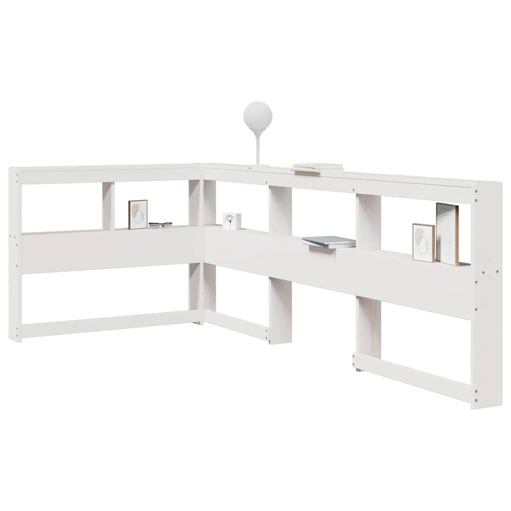 Estante cabeceira forma de L 75 cm madeira pinho maciça branco