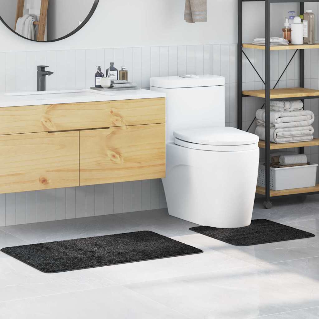 Conjunto de Tapetes de Banho Antiderrapantes 2 pcs Cinza Escuro