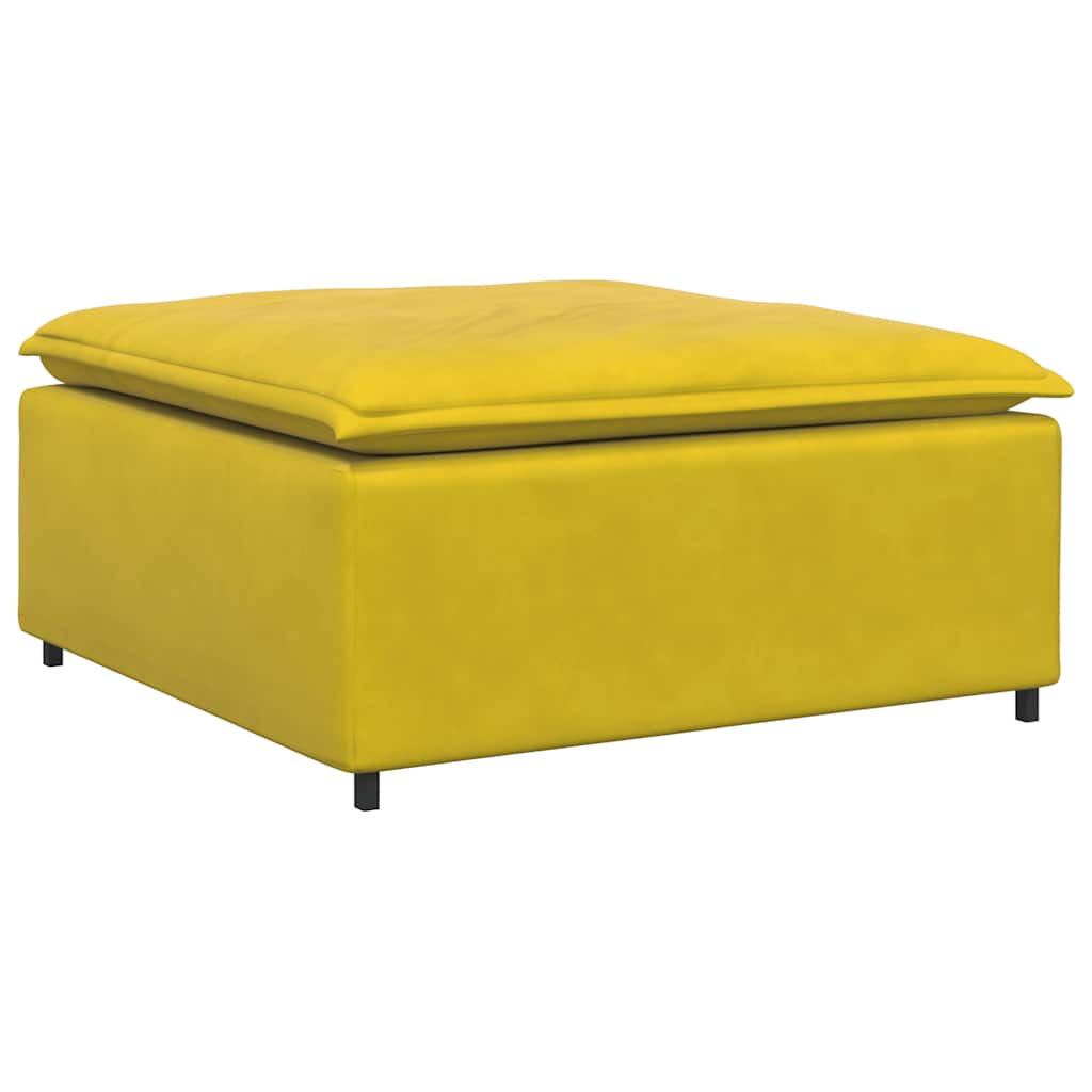 Sofá modular com pufes e almofadas amarelo