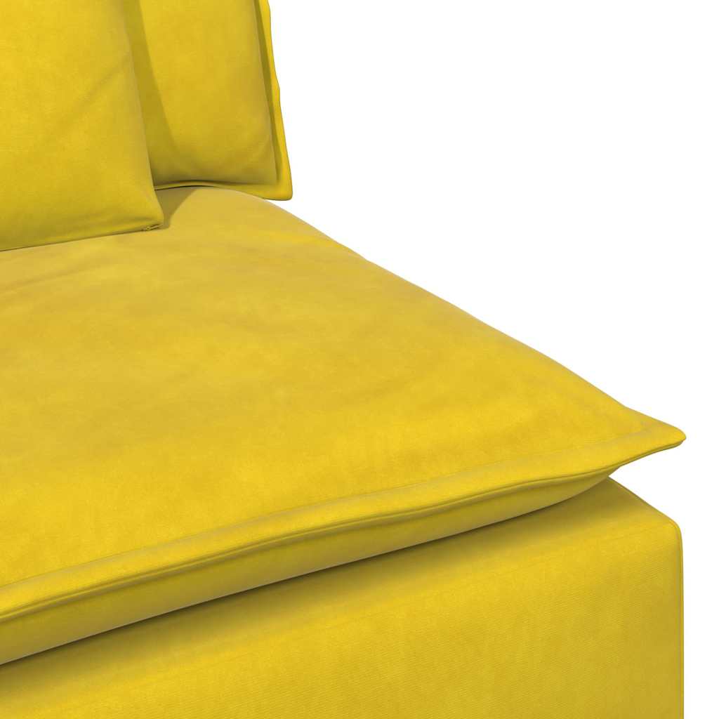 Sofá modular com pufes e almofadas amarelo
