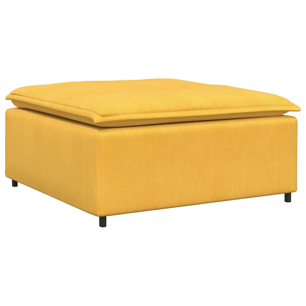 Sofá modular com pufes e almofadas amarelo-claro