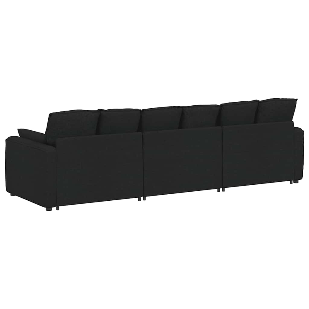 Sofá modular com almofadas preto