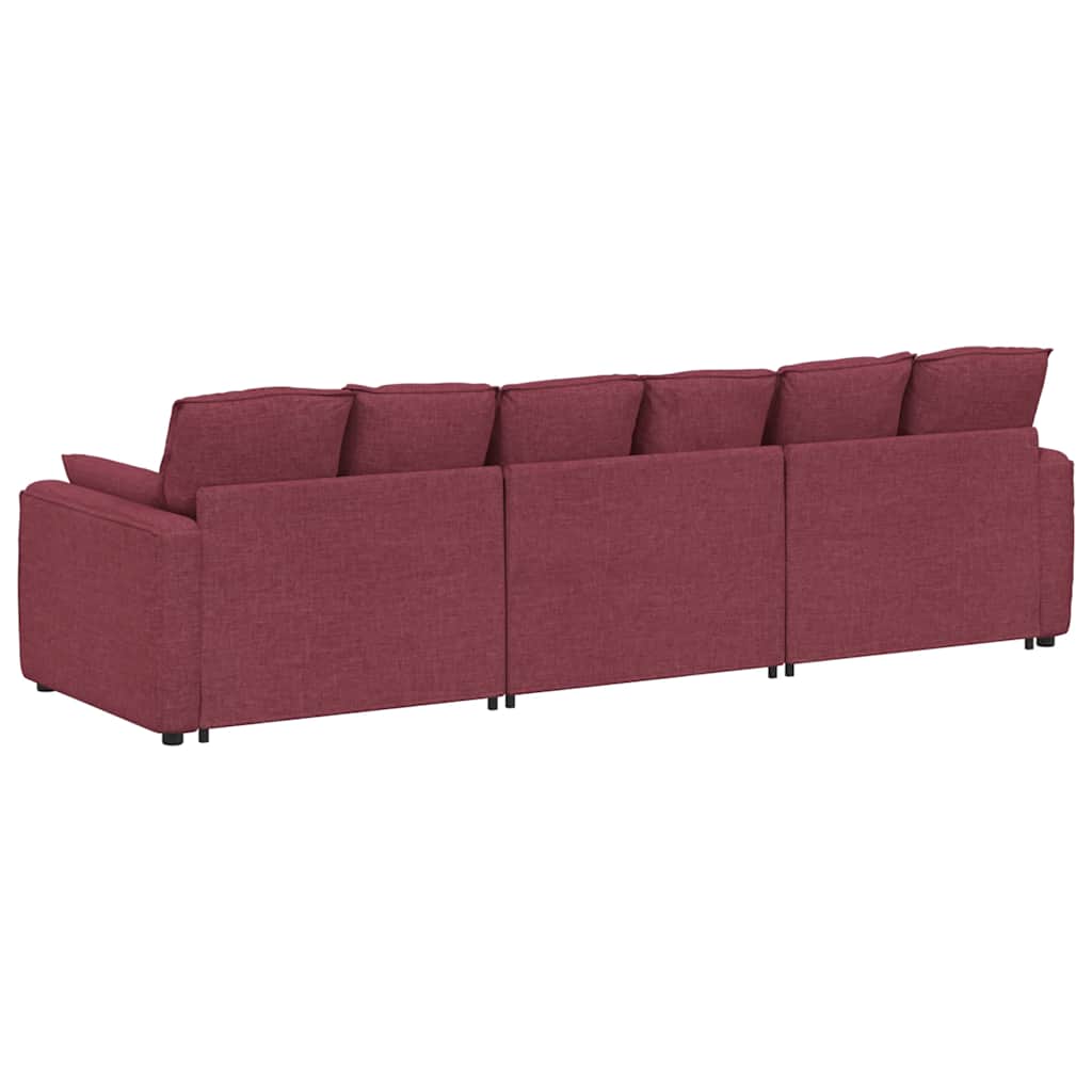 Sofá modular com almofadas vermelho tinto
