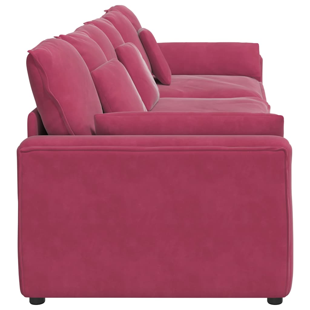 Sofá modular com almofadas vermelho tinto