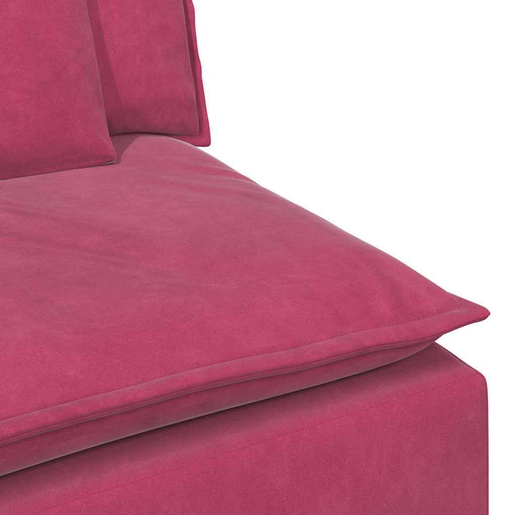 Sofá modular com almofadas vermelho tinto