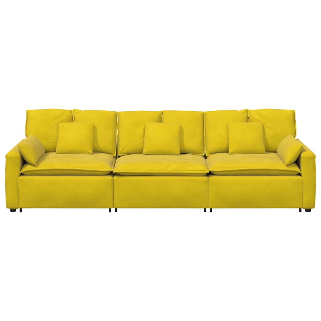 Sofá modular com almofadas amarelo