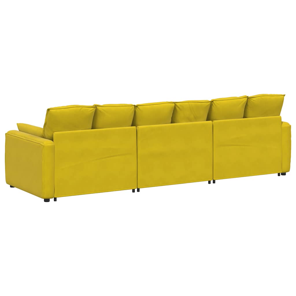 Sofá modular com almofadas amarelo