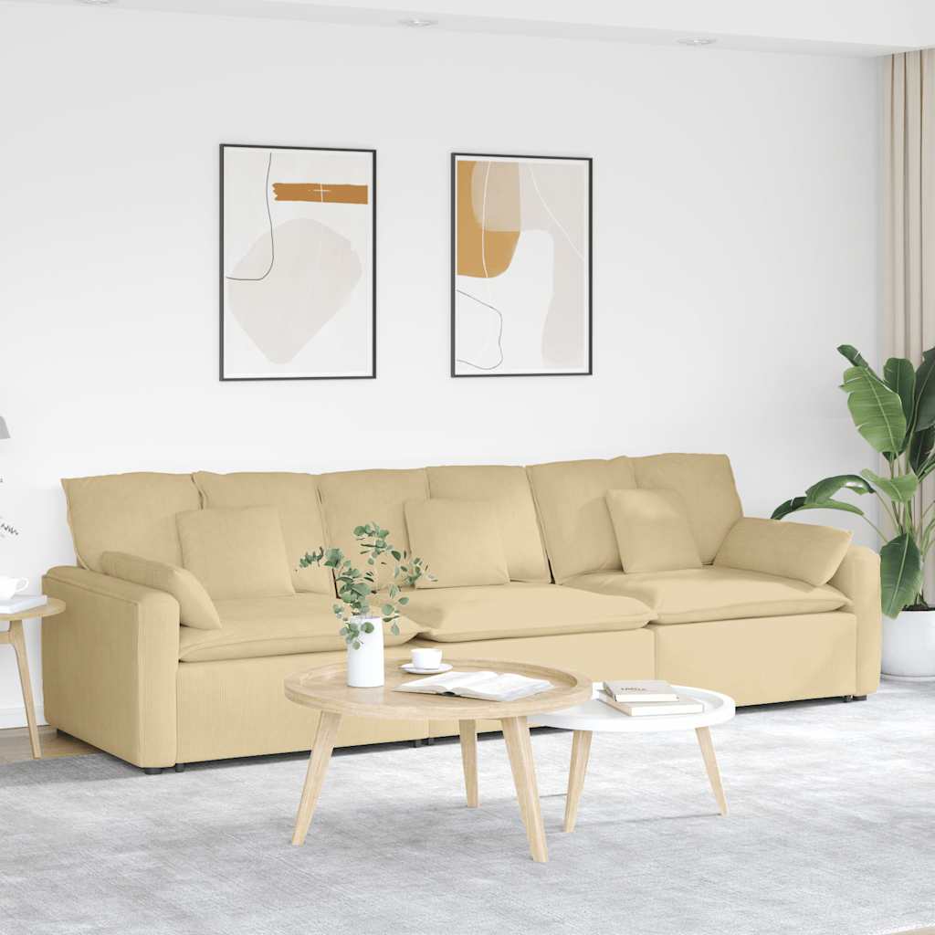 Sofá modular com almofadas verde cinzento