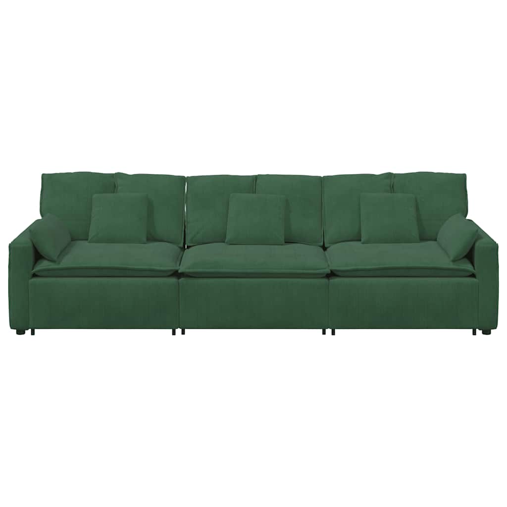 Sofá modular com almofadas verde escuro