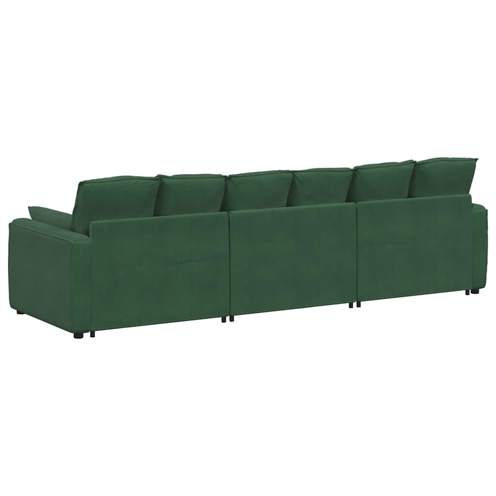 Sofá modular com almofadas verde escuro