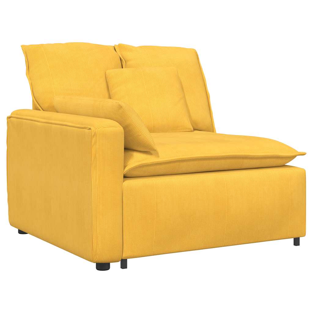 Sofá modular com almofadas amarelo-claro