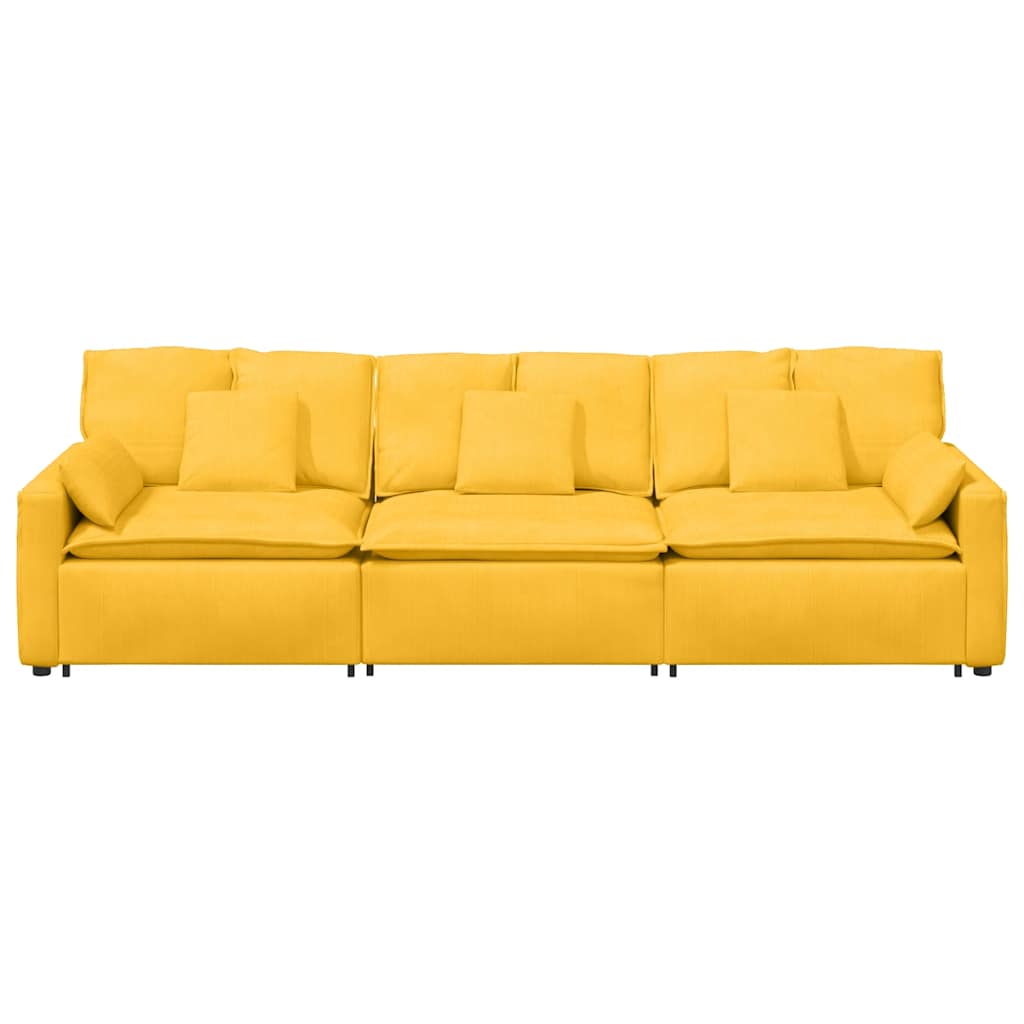 Sofá modular com almofadas amarelo-claro