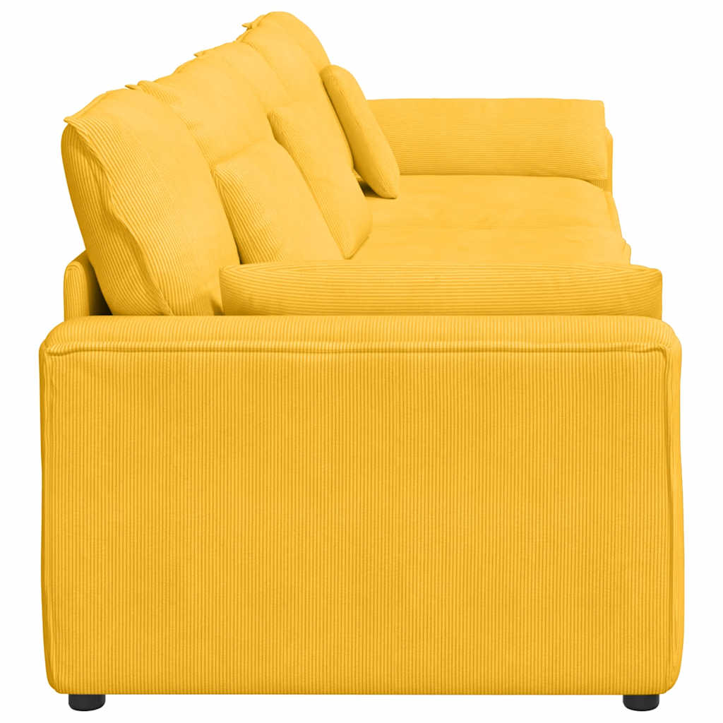 Sofá modular com almofadas amarelo-claro
