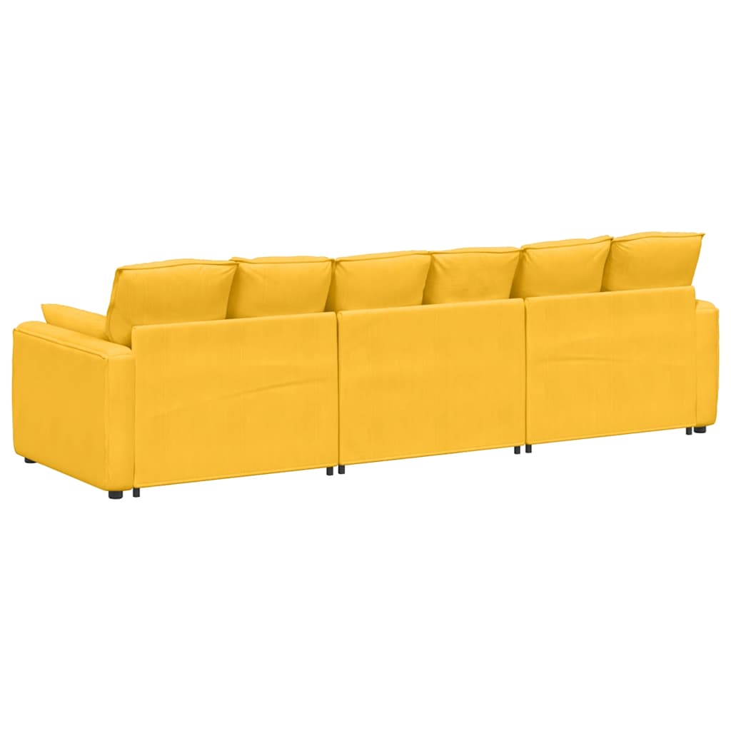 Sofá modular com almofadas amarelo-claro