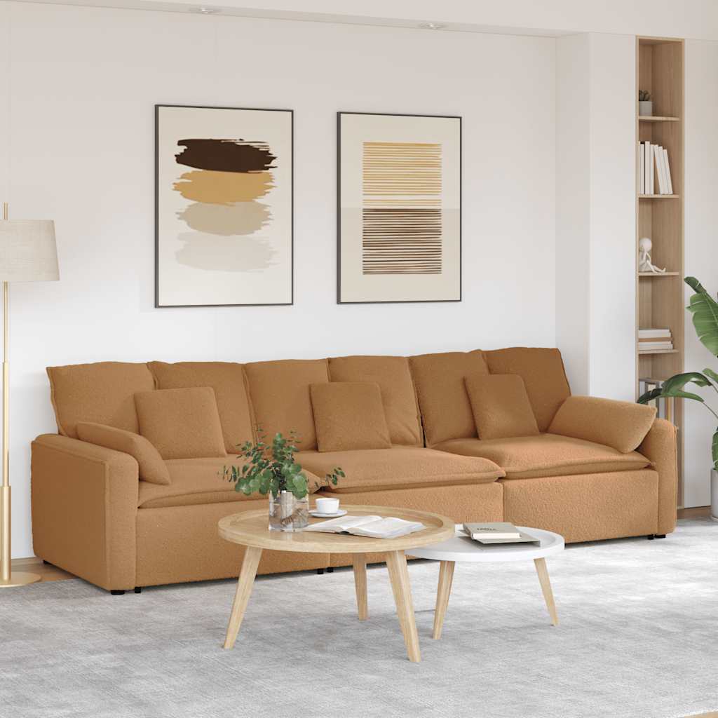 Sofá modular com almofadas bege