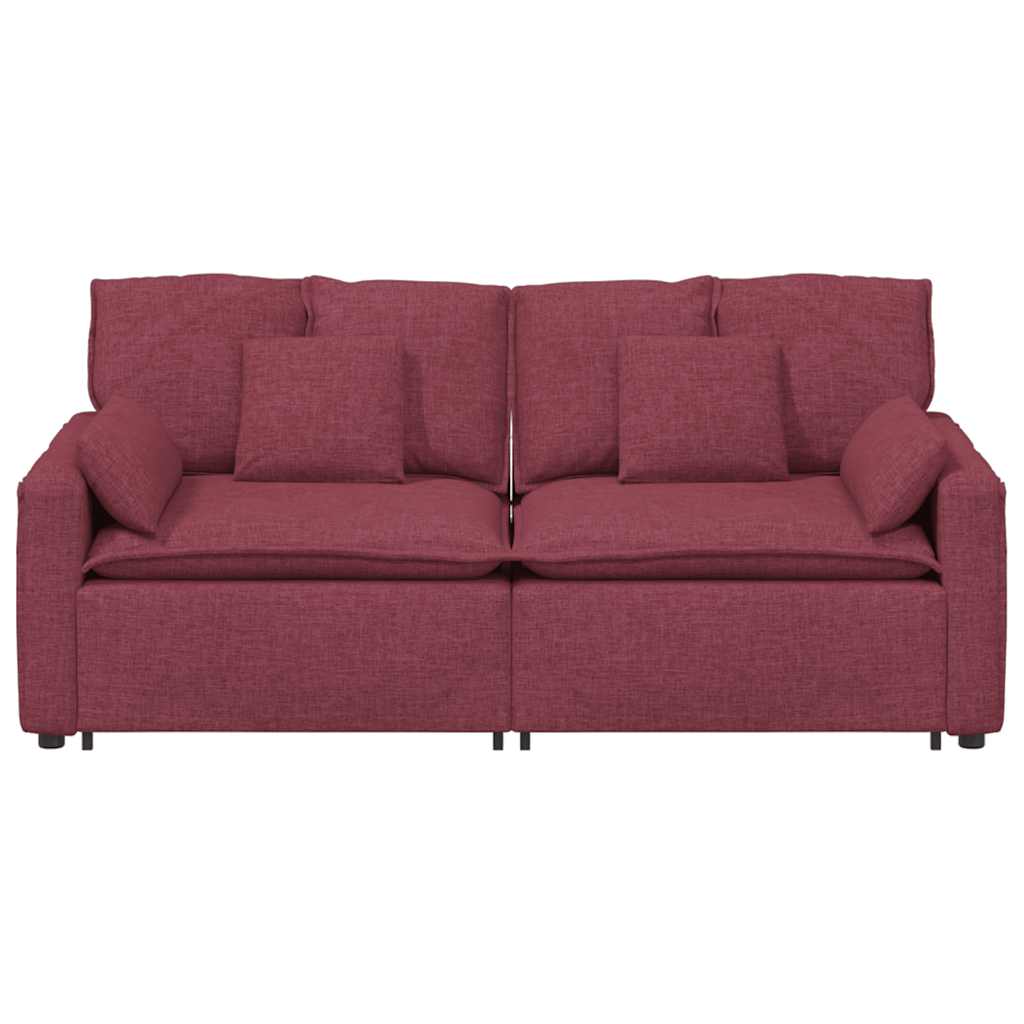 Sofá modular com almofadas vermelho tinto