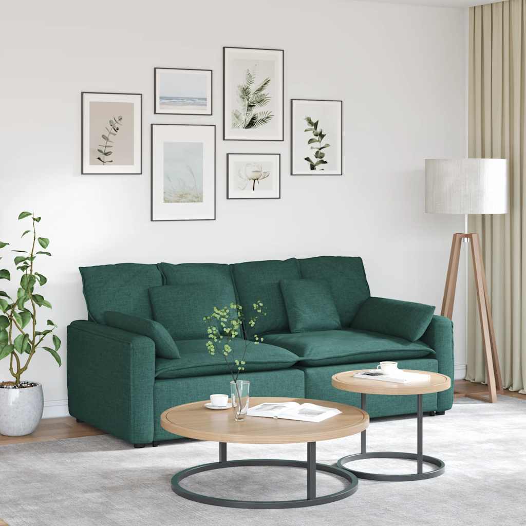 Sofá modular com almofadas verde-escuro