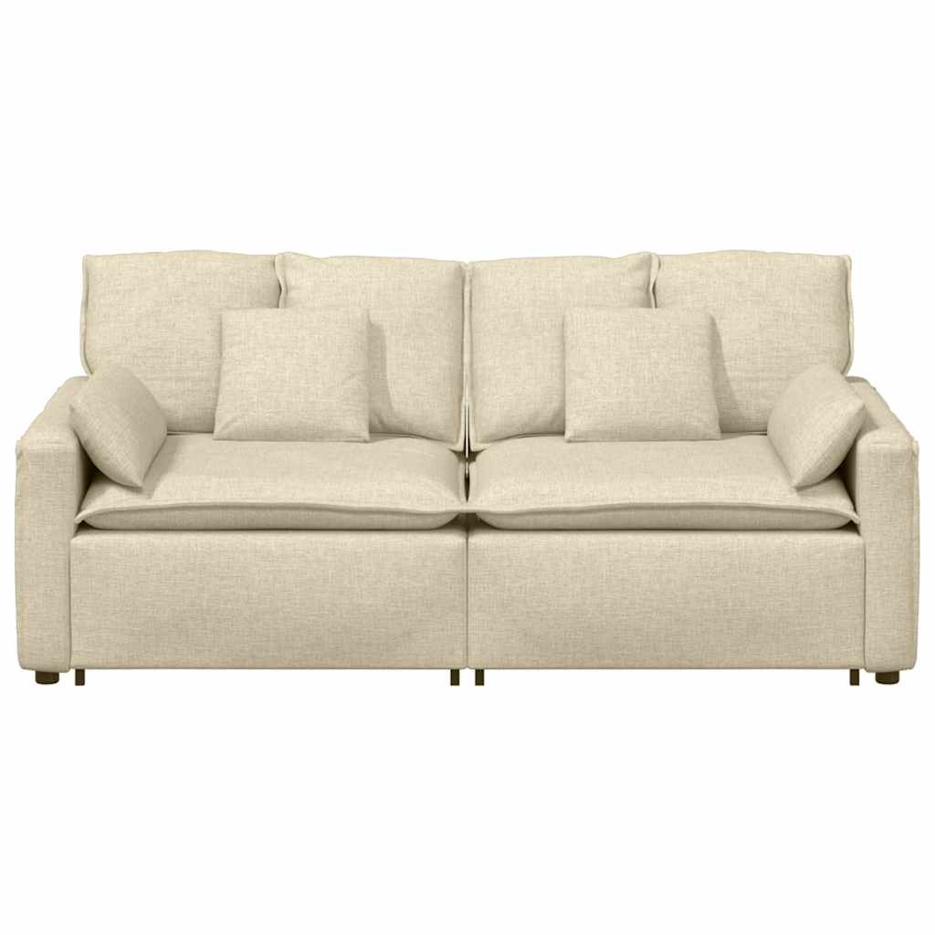 Sofá modular com almofadas creme