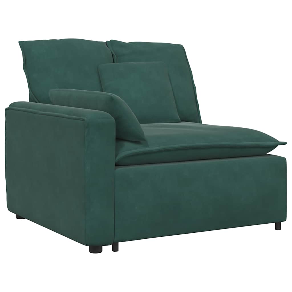 Sofá modular com almofadas verde-escuro