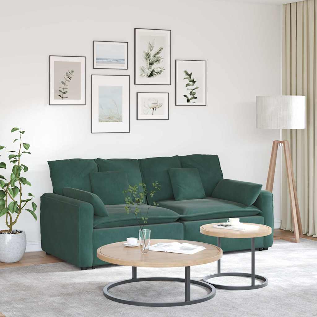 Sofá modular com almofadas verde-escuro