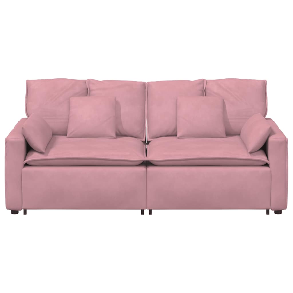 Sofá modular com almofadas rosa