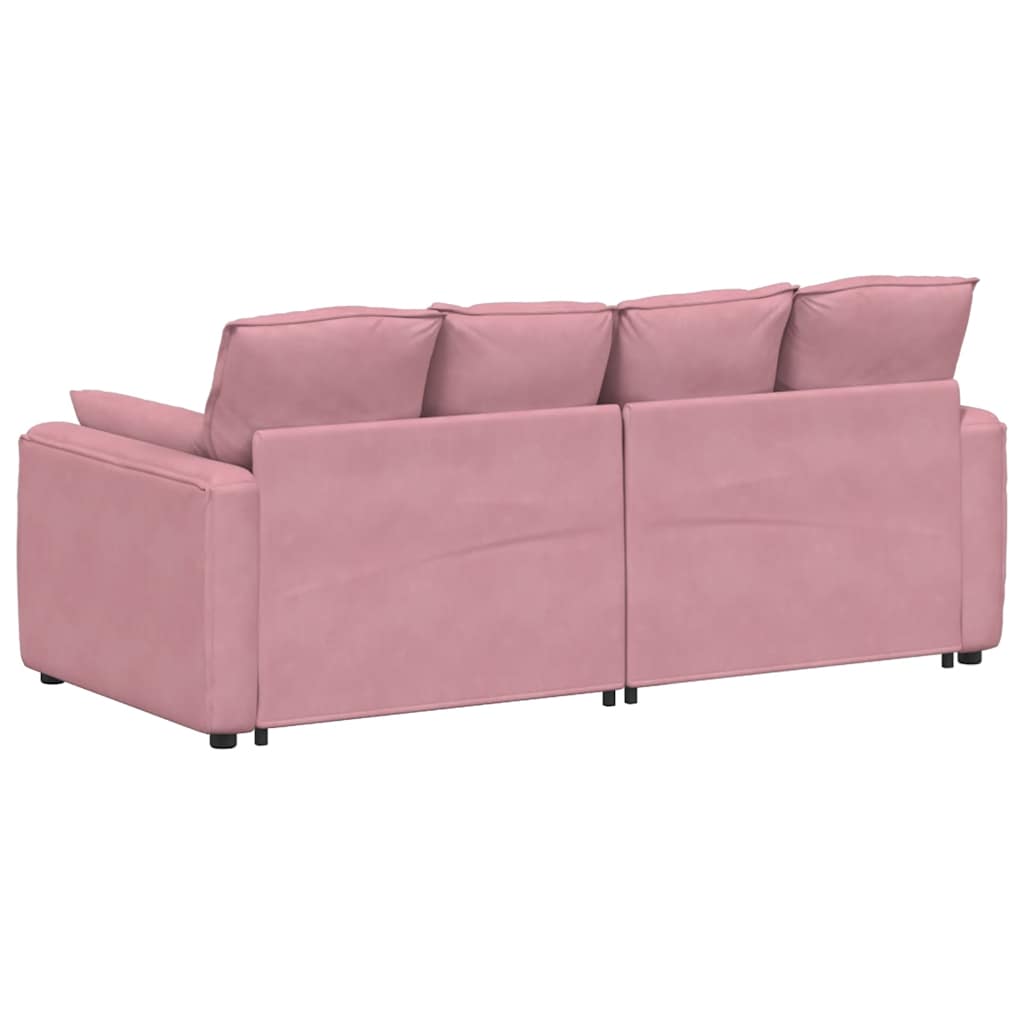 Sofá modular com almofadas rosa