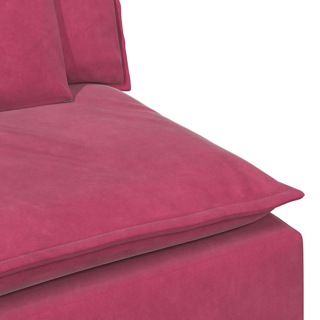 Sofá modular com almofadas vermelho tinto