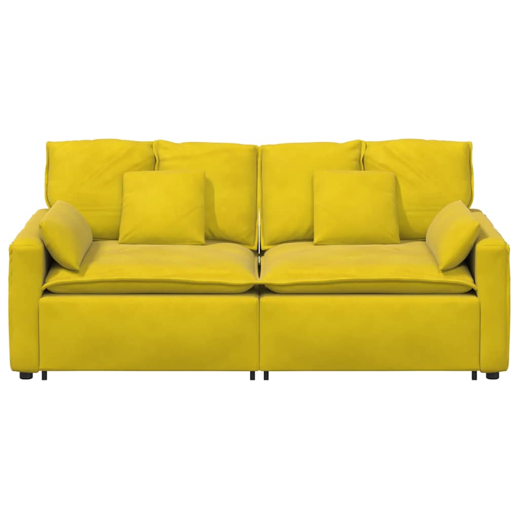 Sofá modular com almofadas amarelo