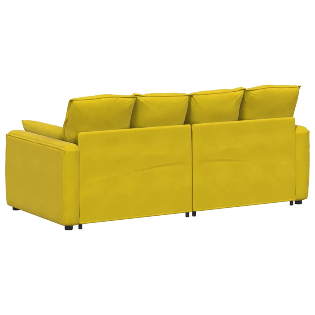 Sofá modular com almofadas amarelo