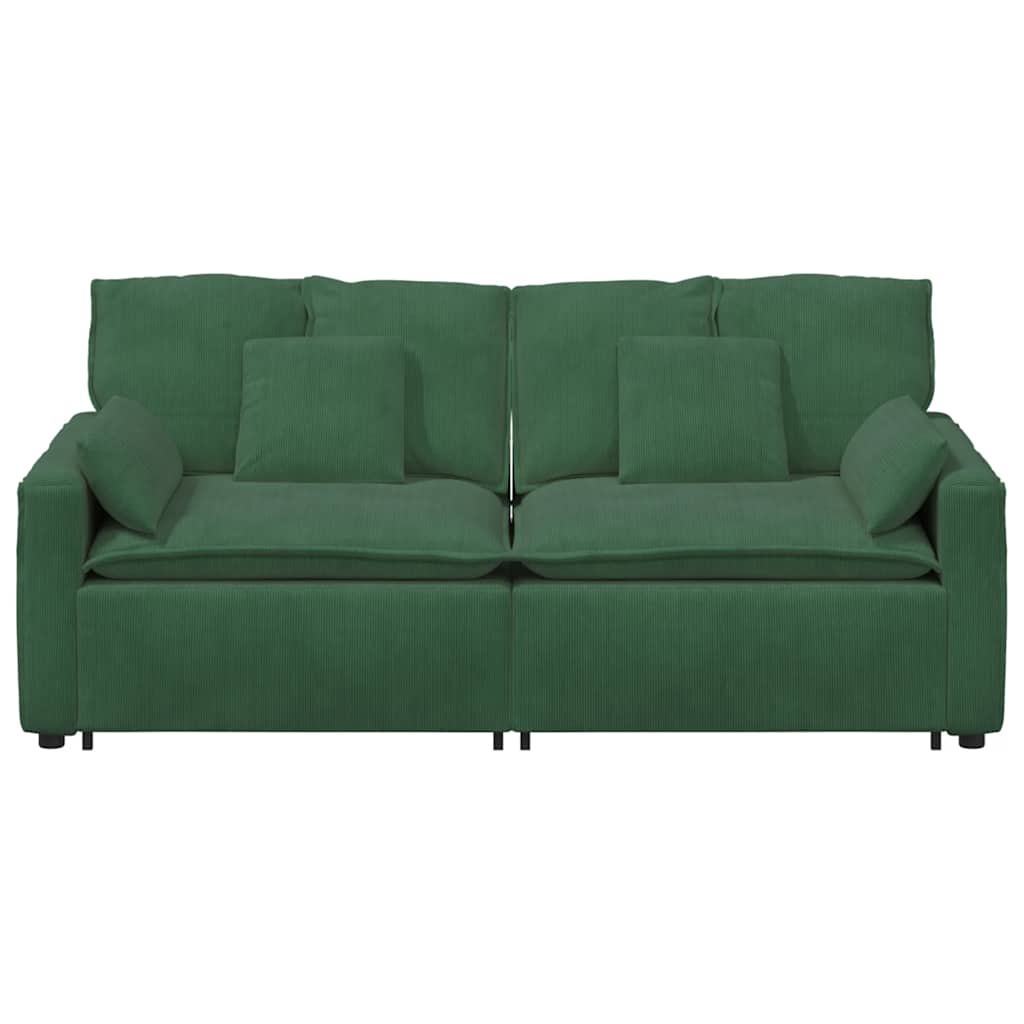 Sofá modular com almofadas verde escuro