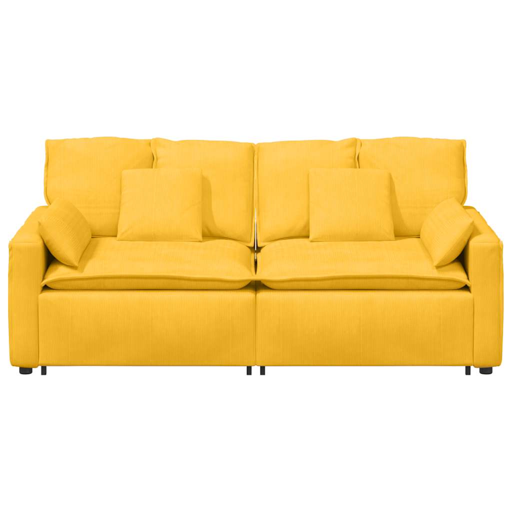 Sofá modular com almofadas amarelo-claro
