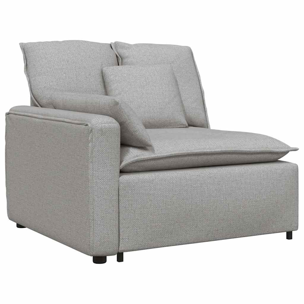 Sofá modular com almofadas tecido cinzento nublado