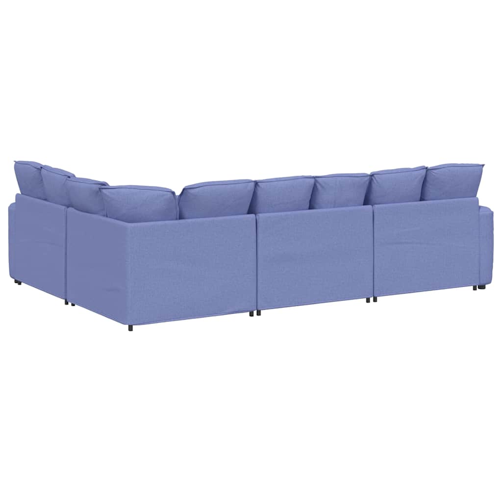 Sofá modular com almofadas tecido azul ganga