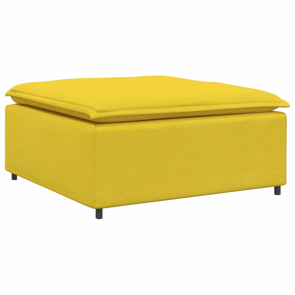 Sofá modular com pufes e almofadas tecido amarelo-claro